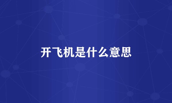 开飞机是什么意思