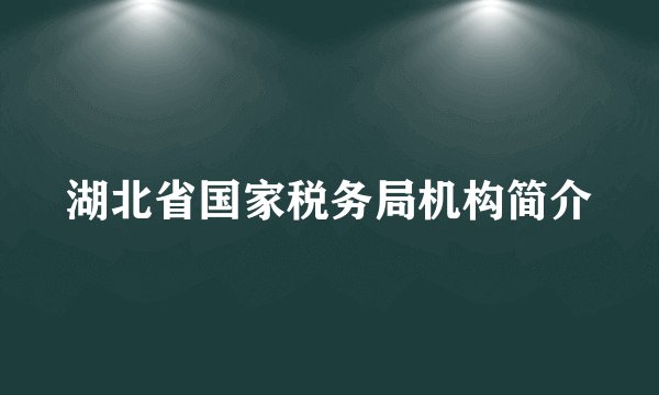 湖北省国家税务局机构简介