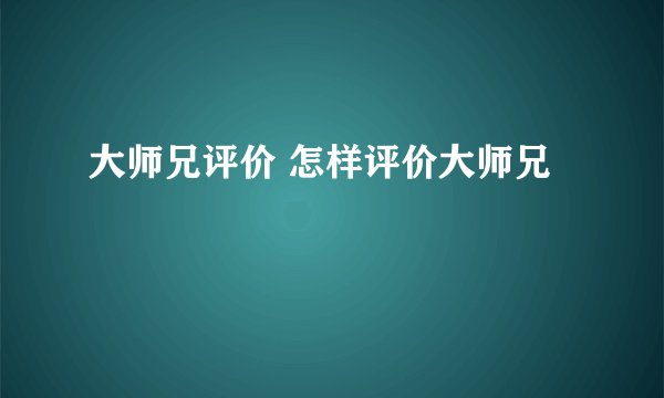 大师兄评价 怎样评价大师兄