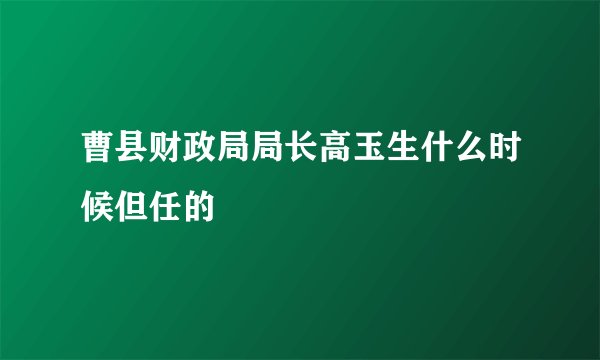 曹县财政局局长高玉生什么时候但任的
