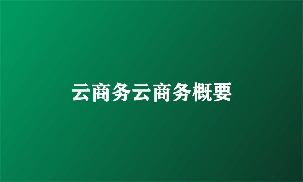 云商务云商务概要