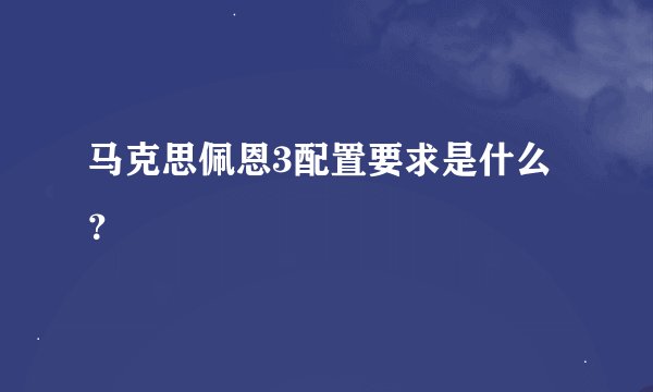 马克思佩恩3配置要求是什么？