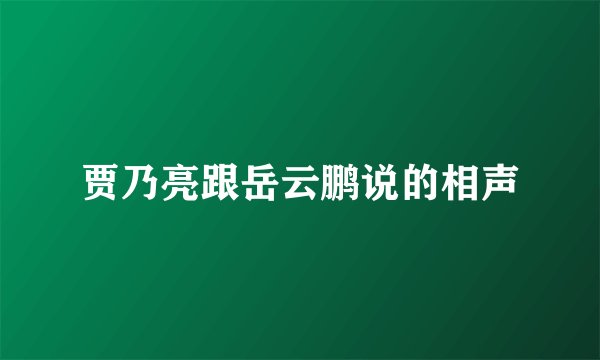 贾乃亮跟岳云鹏说的相声