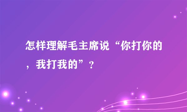 怎样理解毛主席说“你打你的，我打我的”？