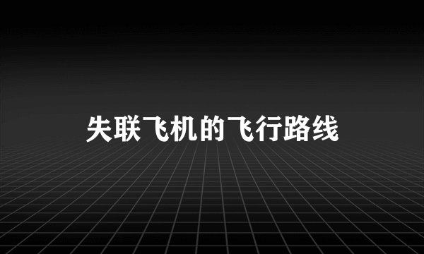 失联飞机的飞行路线