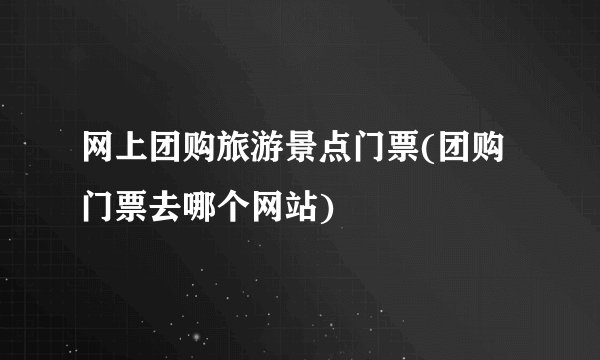 网上团购旅游景点门票(团购门票去哪个网站)