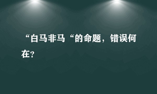 “白马非马“的命题，错误何在？
