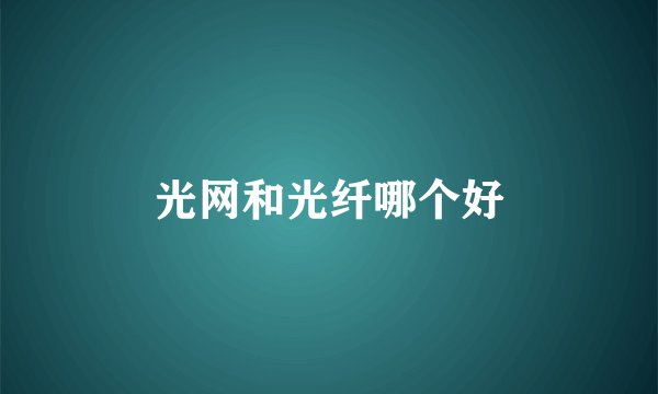 光网和光纤哪个好