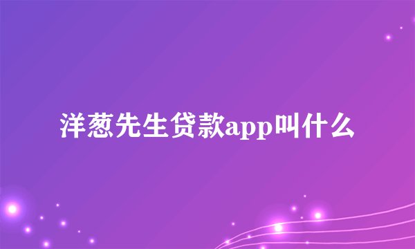 洋葱先生贷款app叫什么