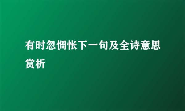 有时忽惆怅下一句及全诗意思赏析