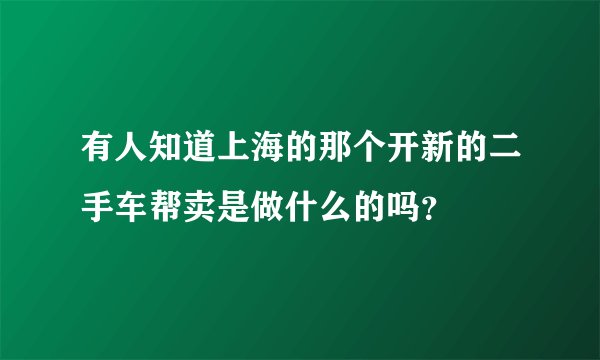 有人知道上海的那个开新的二手车帮卖是做什么的吗？