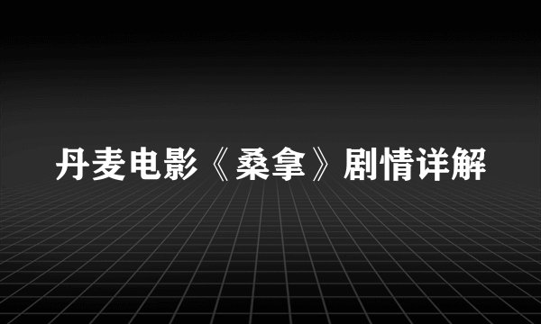 丹麦电影《桑拿》剧情详解