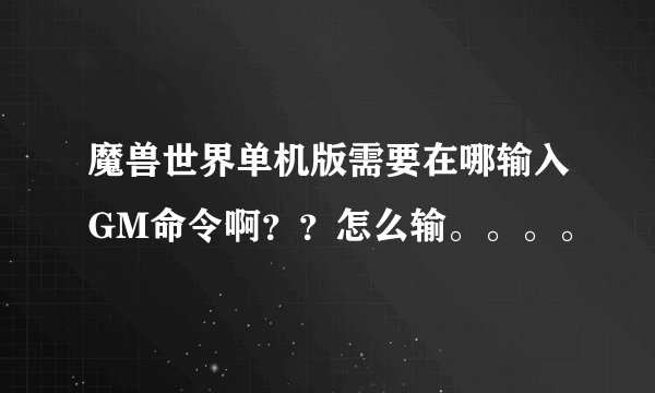 魔兽世界单机版需要在哪输入GM命令啊？？怎么输。。。。