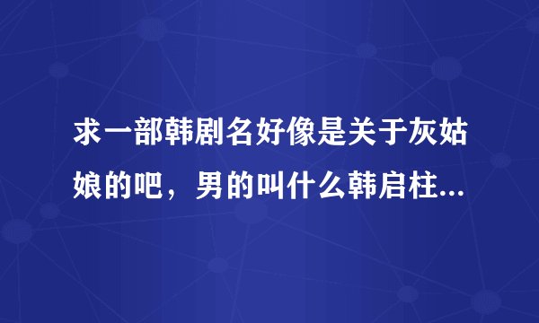 求一部韩剧名好像是关于灰姑娘的吧,男的叫什么韩启柱,是某个汽车公