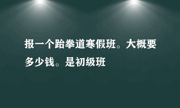 报一个跆拳道寒假班。大概要多少钱。是初级班