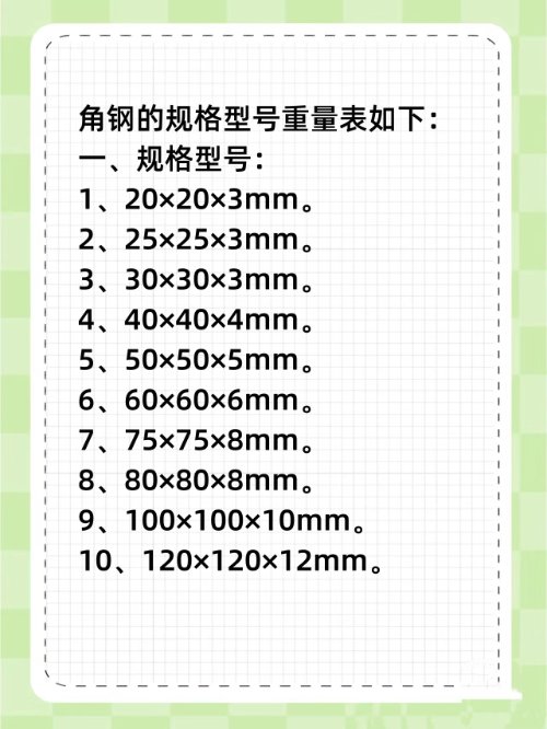角铁的规格型号是多少重量是多少？