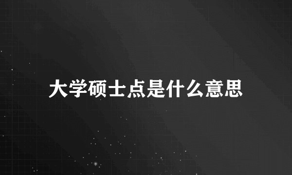 大学硕士点是什么意思