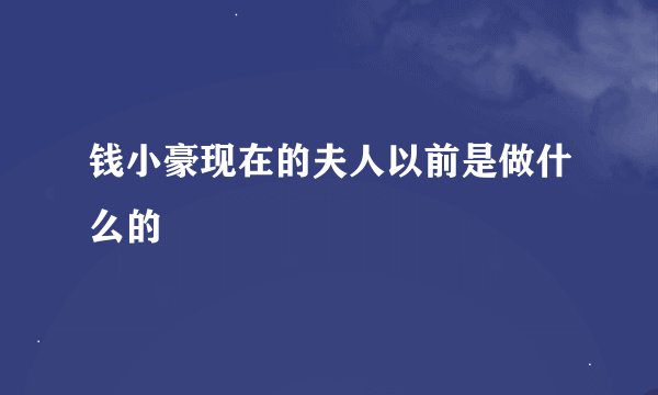 钱小豪现在的夫人以前是做什么的
