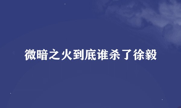 微暗之火到底谁杀了徐毅