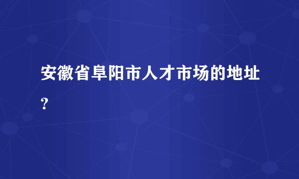 安徽省阜阳市人才市场的地址？