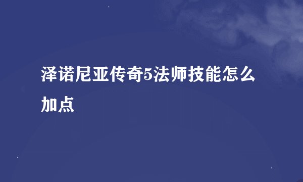 泽诺尼亚传奇5法师技能怎么加点
