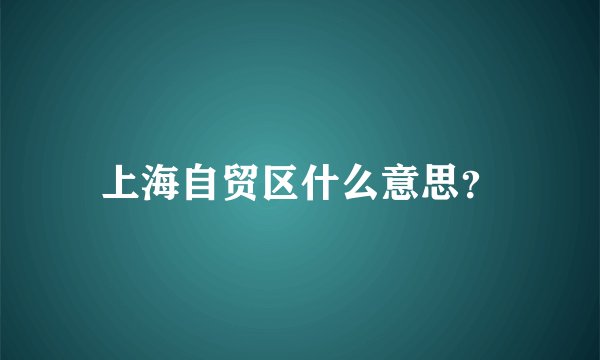 上海自贸区什么意思？