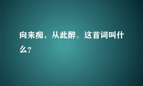 向来痴,从此醉。这首词叫什么?