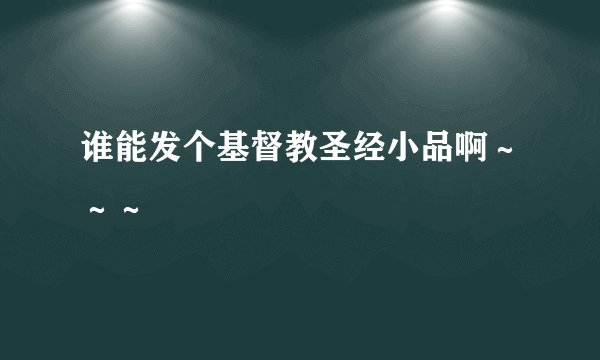 谁能发个基督教圣经小品啊～～～
