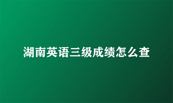 湖南英语三级成绩怎么查