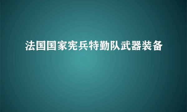 法国国家宪兵特勤队武器装备