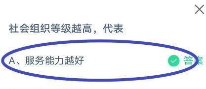 蚂蚁庄园 社会组织等级越高,代表什么意思