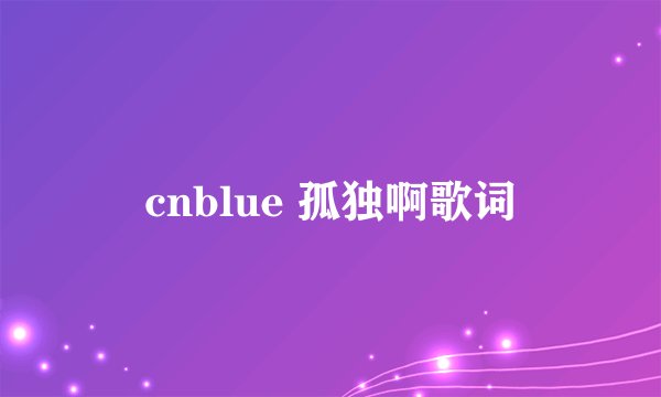 cnblue 孤独啊歌词