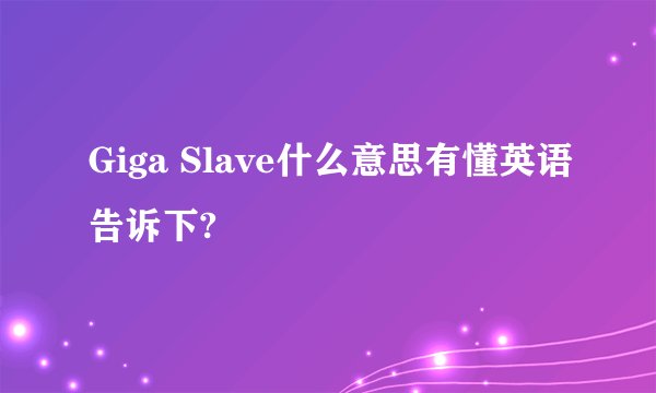 Giga Slave什么意思有懂英语告诉下?