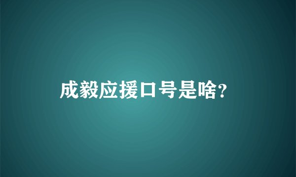 成毅应援口号是啥?
