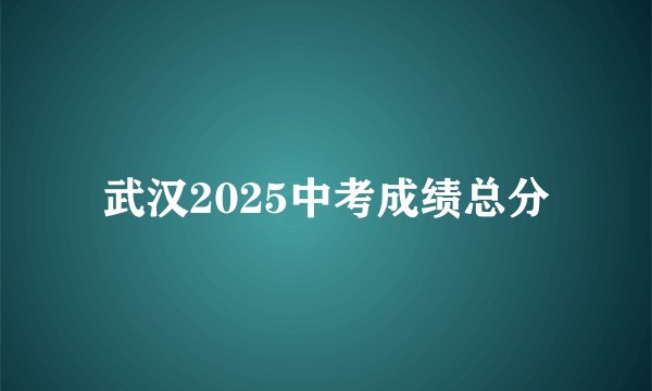 武汉2025中考成绩总分