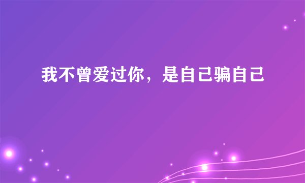 我不曾爱过你，是自己骗自己
