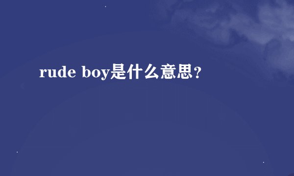 rude boy是什么意思？