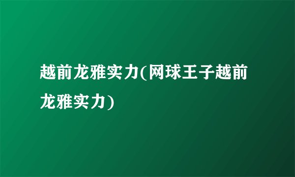 越前龙雅实力(网球王子越前龙雅实力)