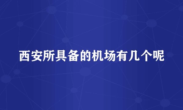 西安所具备的机场有几个呢