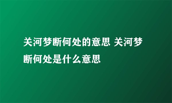关河梦断何处的意思 关河梦断何处是什么意思