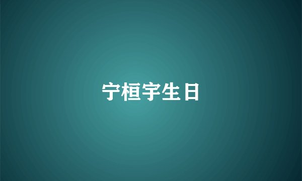 宁桓宇生日