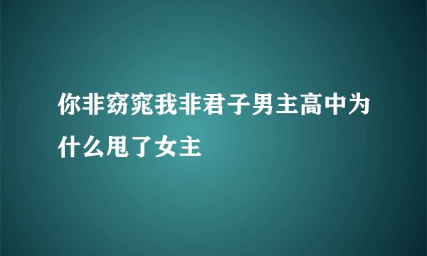 你非窈窕我非君子男主高中为什么甩了女主