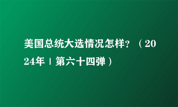 美国总统大选情况怎样？（2024年｜第六十四弹）