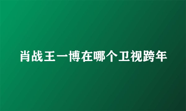 肖战王一博在哪个卫视跨年