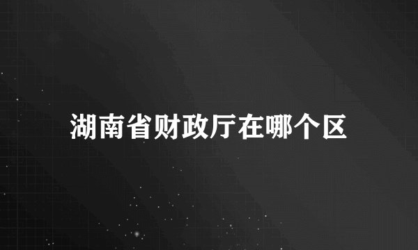 湖南省财政厅在哪个区