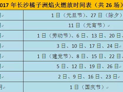 湘江烟花时间几点开始，长沙湘江烟花时间表