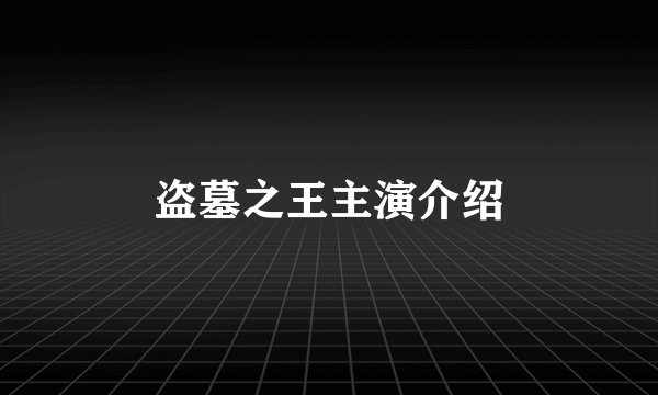 盗墓之王主演介绍
