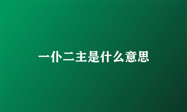 一仆二主是什么意思