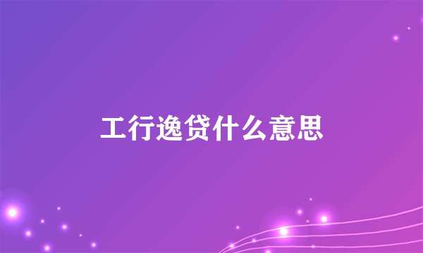 工行逸贷什么意思