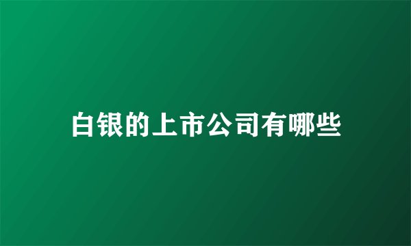 白银的上市公司有哪些